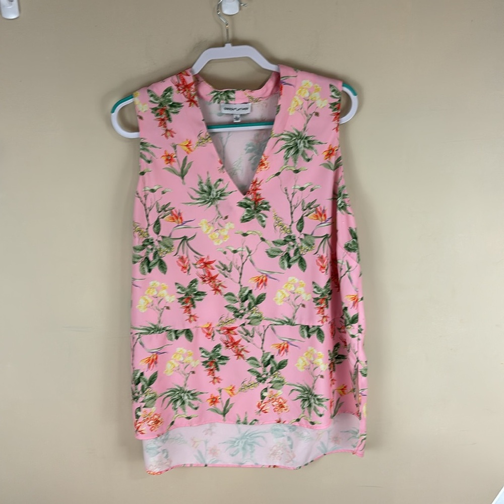Gibson Latimer Pink Floral Sleeveless Top Size Large